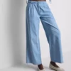 Jeans i bomullsdenim med veck och vida ben