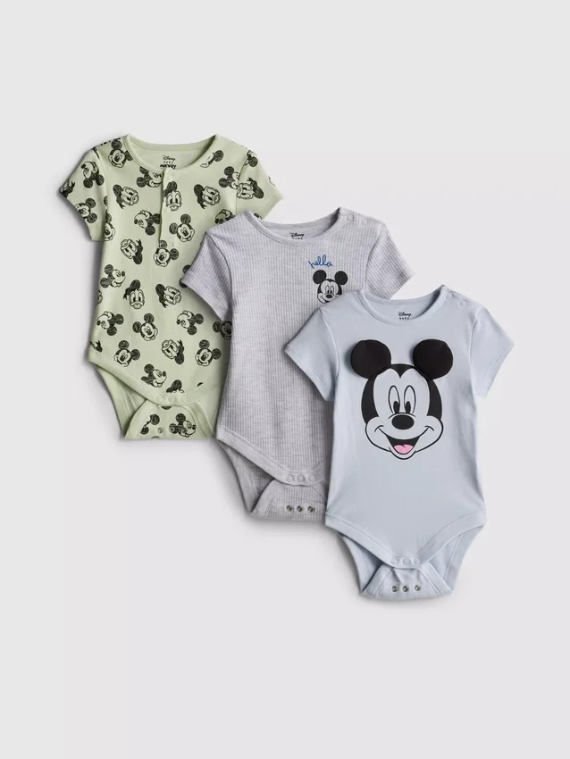 0–18 månader | 3-pack Disney-bodys för nyfödda med Mickey Mouse och Donald Duck – med utrymme att växa