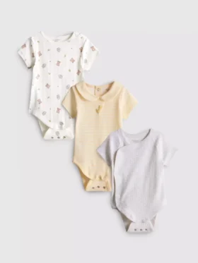 0–18 månader | 3-pack kortärmade bodyer med utrymme för tillväxt för nyfödda