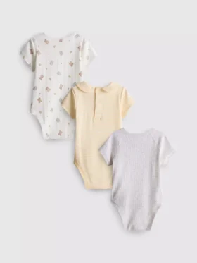 0–18 månader | 3-pack kortärmade bodyer med utrymme för tillväxt för nyfödda