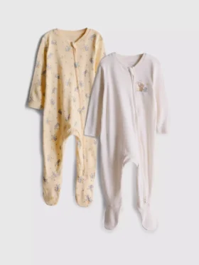 0–24 månader | 2-pack pyjamasoveraller med tvåvägsdragkedja