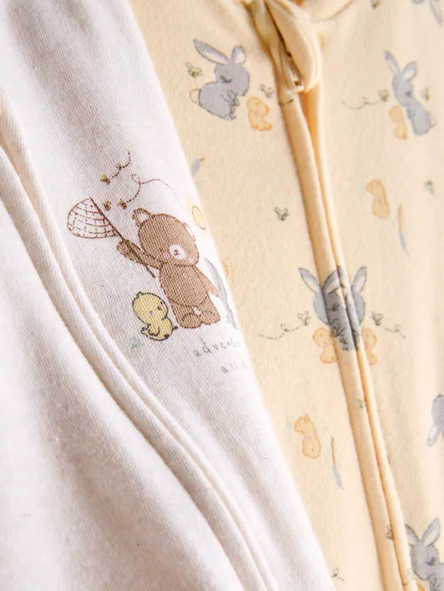 0–24 månader | 2-pack pyjamasoveraller med tvåvägsdragkedja