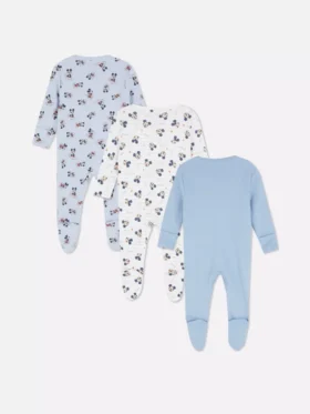 0–24 månader | 3-pack pyjamasar med tryckknappar och Disneys Musse Pigg-motiv