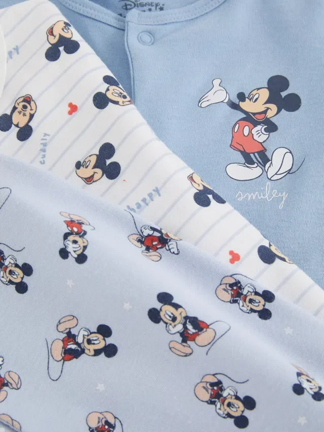 0–24 månader | 3-pack pyjamasar med tryckknappar och Disneys Musse Pigg-motiv