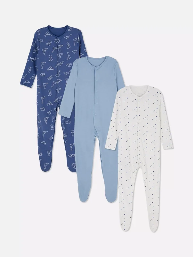 0–24 månader | 3-pack pyjamaser med tryckknappar