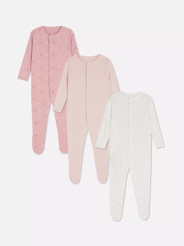 0–24 månader | 3-pack pyjamaser med tryckknappar