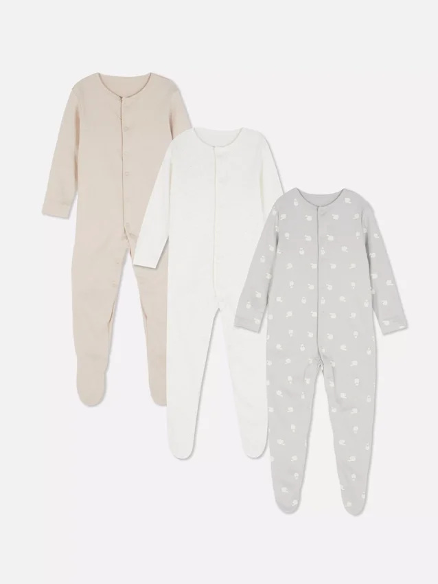 0–24 månader | 3-pack pyjamaser med tryckknappar
