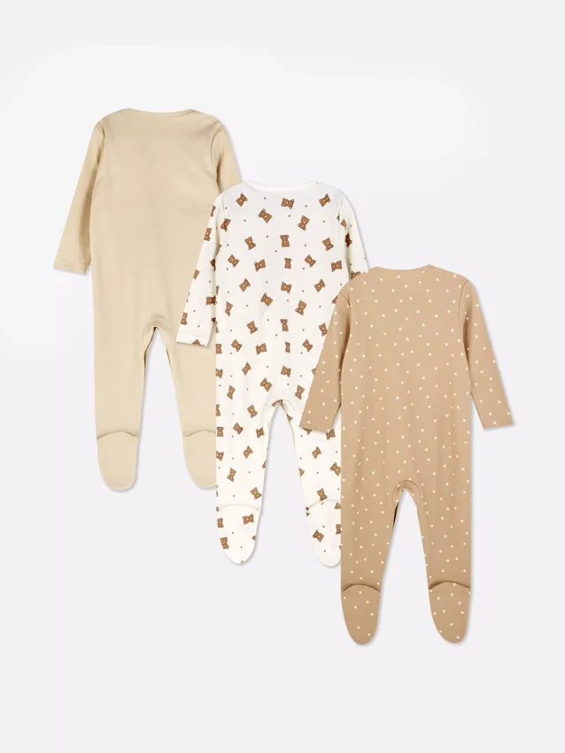 0–24 månader | 3-pack pyjamaser med tryckknappar