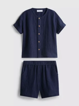0–24 månader | Set med skjorta och shorts i cheesecloth