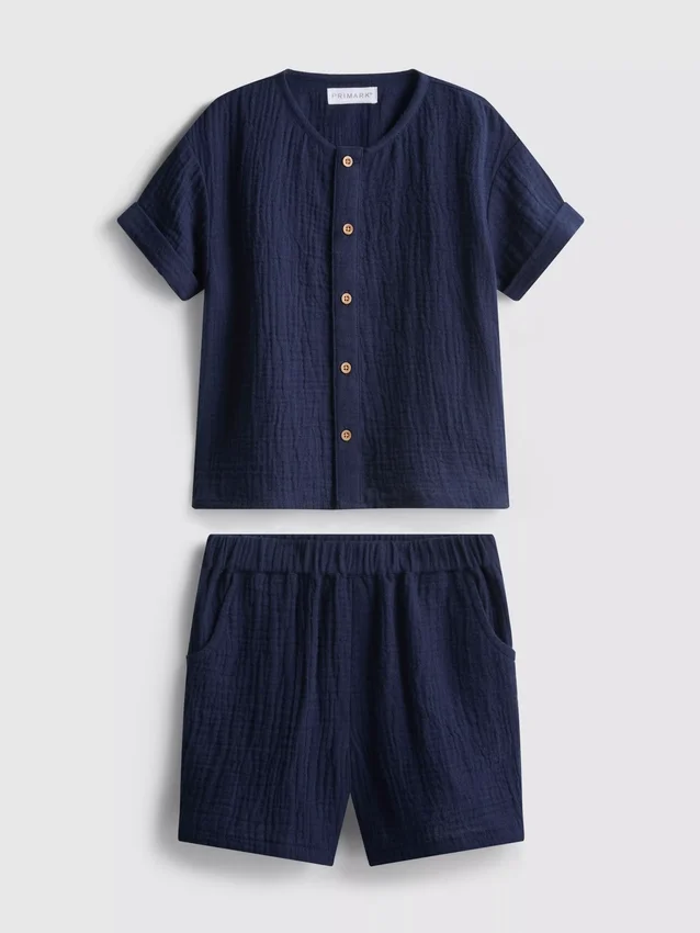 0–24 månader | Set med skjorta och shorts i cheesecloth