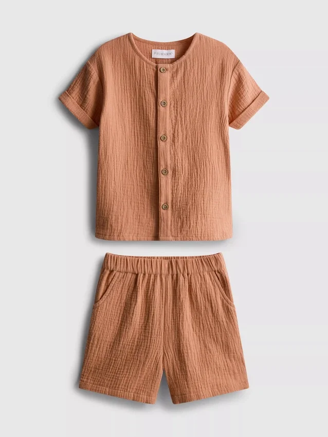 0–24 månader | Set med skjorta och shorts i cheesecloth