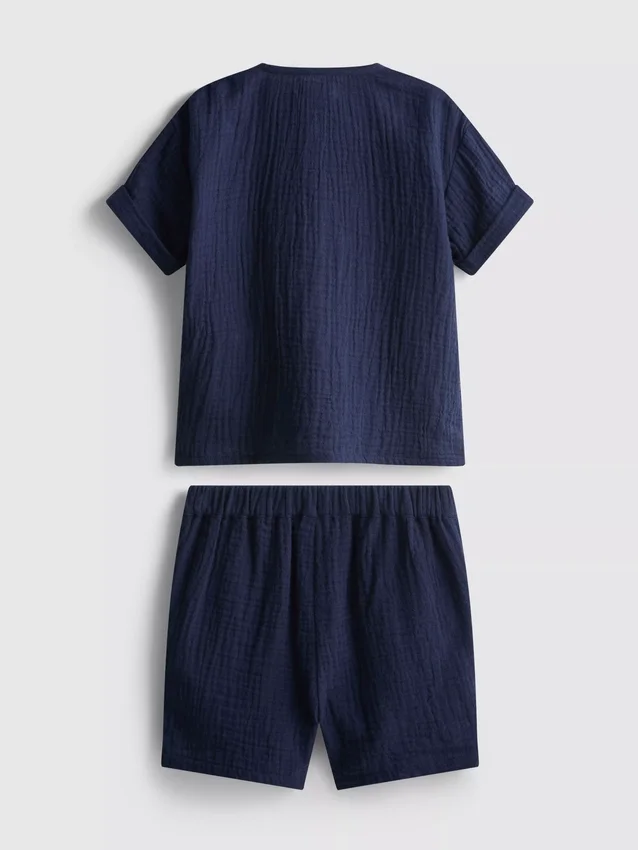 0–24 månader | Set med skjorta och shorts i cheesecloth