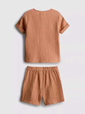 0–24 månader | Set med skjorta och shorts i cheesecloth