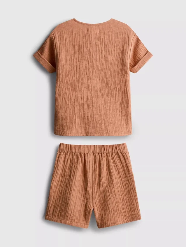 0–24 månader | Set med skjorta och shorts i cheesecloth