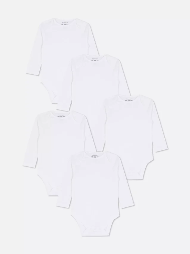 0–36 månader | 5-pack basplagg med långa ärmar