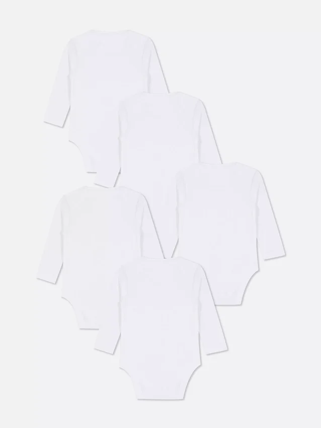 0–36 månader | 5-pack basplagg med långa ärmar