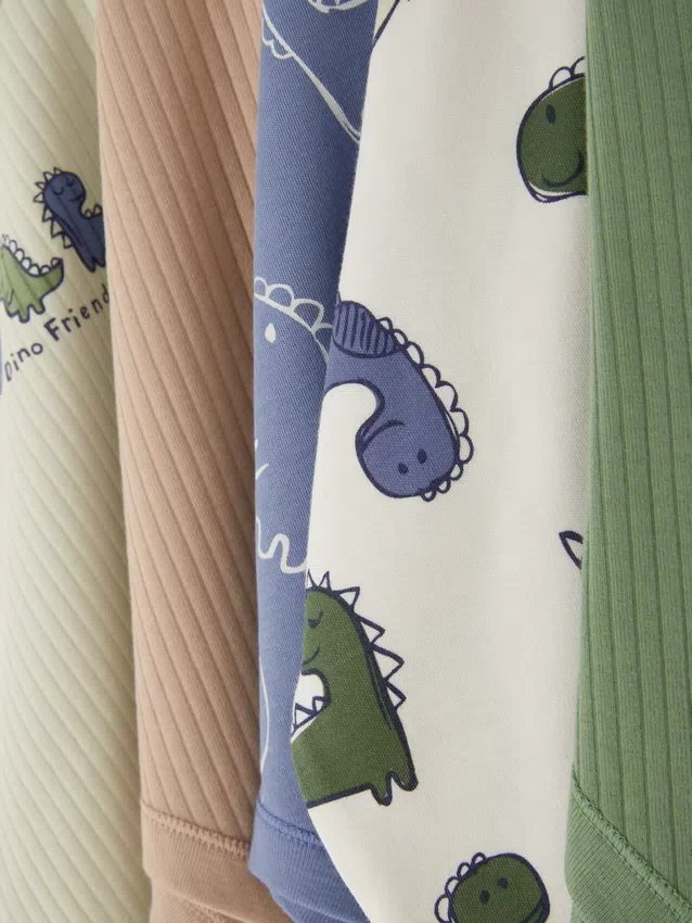 0–36 månader | 5-pack kortärmade bodys med dinosauriemotiv