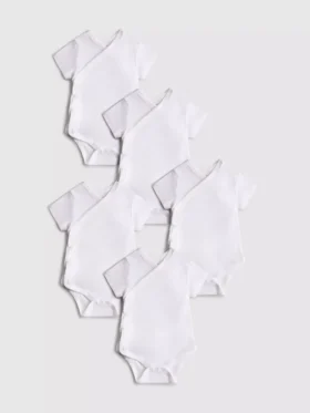 0–36 månader | 5-pack ribbade bodys med omlottframsida