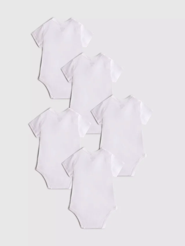 0–36 månader | 5-pack ribbade bodys med omlottframsida