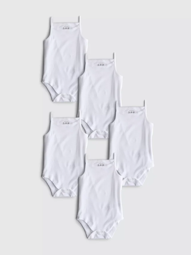 0–36 månader | 5-pack ärmlösa bodys med spaghettiband