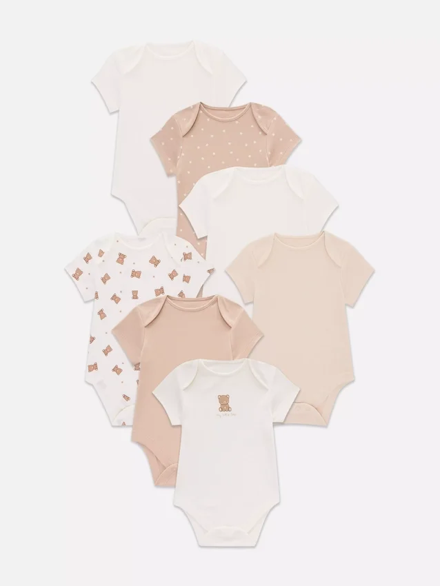 0–36 månader | 7-pack kortärmade bodys