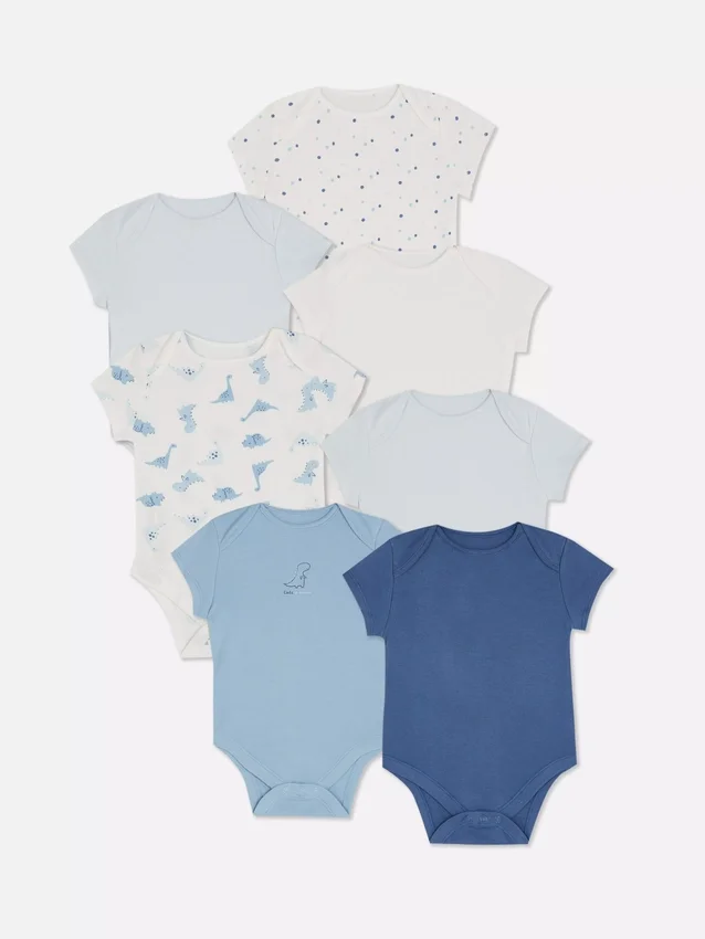 0–36 månader | 7-pack kortärmade bodys