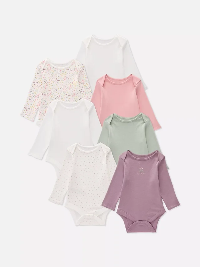 0–36 månader | 7-pack långärmade bodys