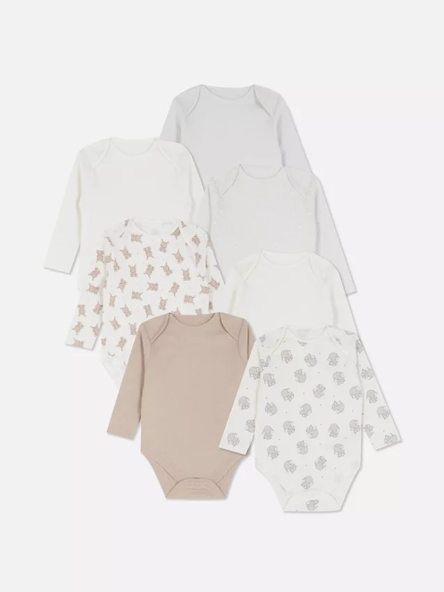 0–36 månader | 7-pack långärmade bodys