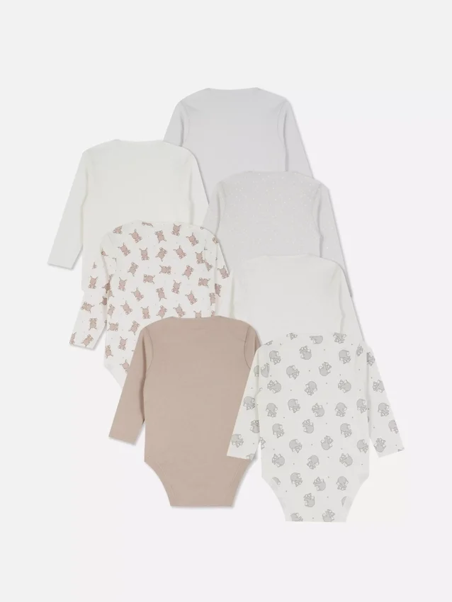 0–36 månader | 7-pack långärmade bodys