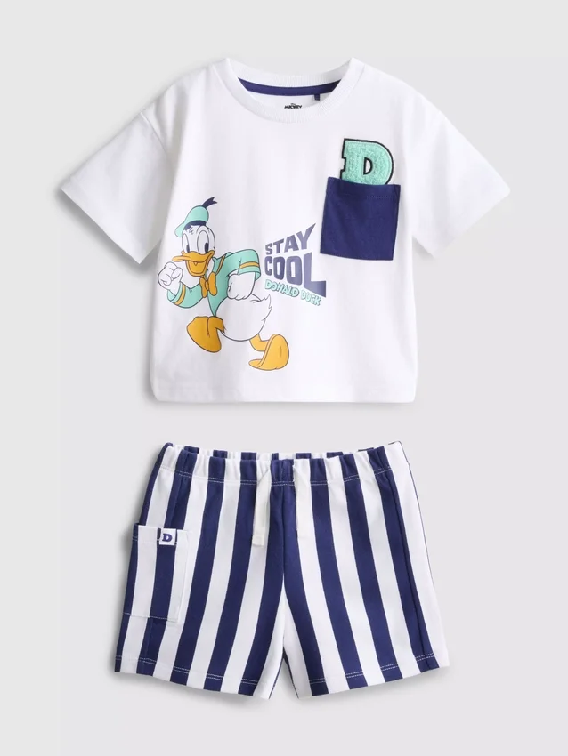 0–36 månader | Disneys Donald Duck-set med boxig T-shirt och shorts