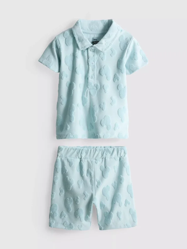 0–36 månader | Disneys Mickey Mouse-set med frotté-skjorta och Shorts