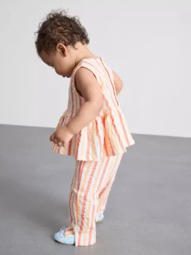 0–36 månader | Set med randig peplum-top och byxor