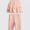 0–36 månader | Set med randig peplum-top och byxor