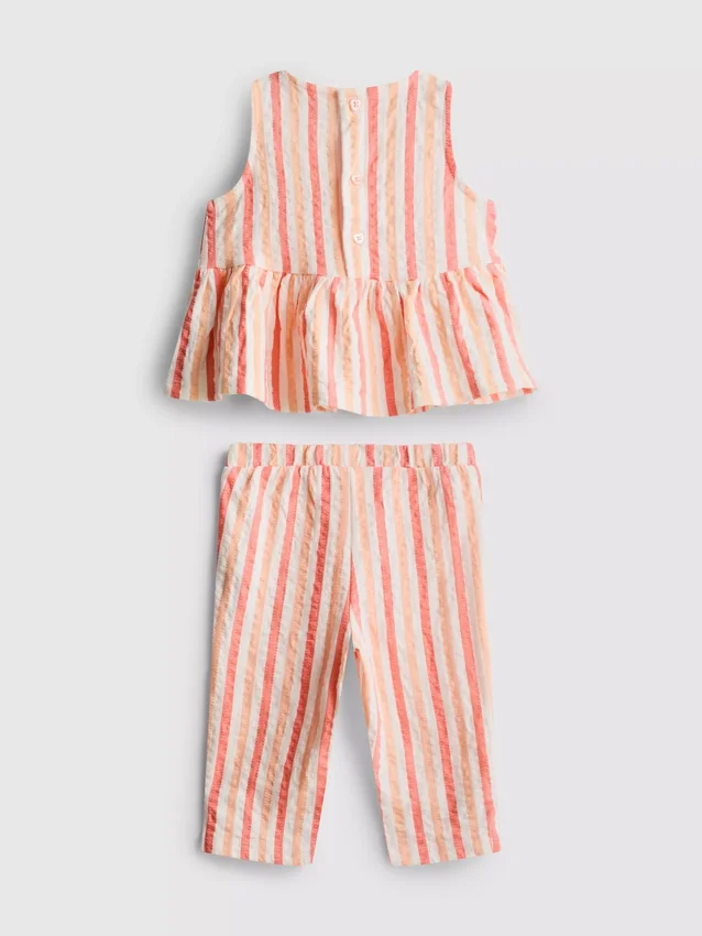 0–36 månader | Set med randig peplum-top och byxor