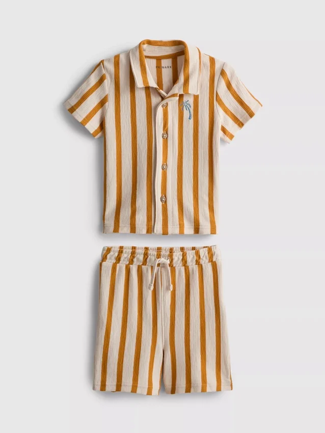 0–36 månader | Set med randig texturerad skjorta och shorts