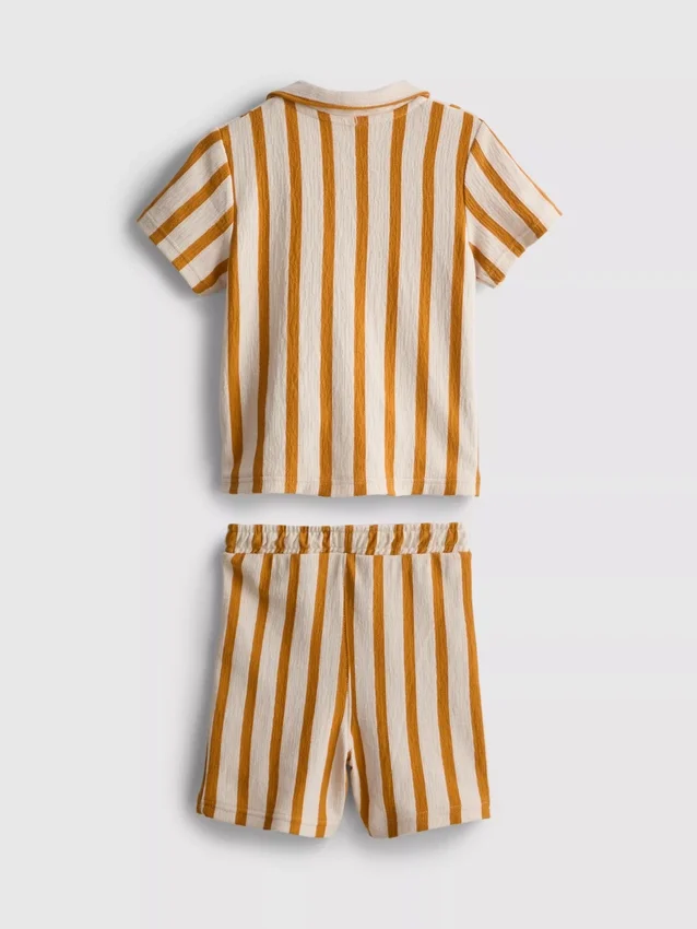 0–36 månader | Set med randig texturerad skjorta och shorts