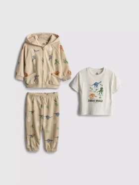 0–36 månader | Set med T-shirt, hoodie och mjukisbyxor med Jurassic World-motiv