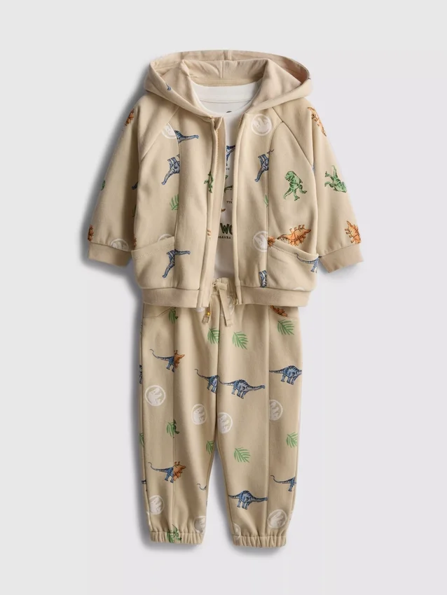0–36 månader | Set med T-shirt, hoodie och mjukisbyxor med Jurassic World-motiv