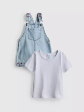0–36 månader | Set med T-shirt och overall med fruktbroderi