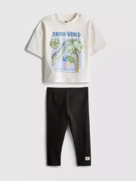 0–36 månader | T-shirt- och leggingsset med Jurassic World-motiv