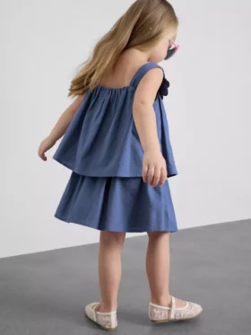 1,5–12 år | Set med topp och kjol i linneblandning med blommiga applikationer från The Edit