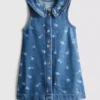 1,5–8 år | blommig, ärmlös denimklänning med krage