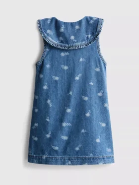1,5–8 år | blommig, ärmlös denimklänning med krage