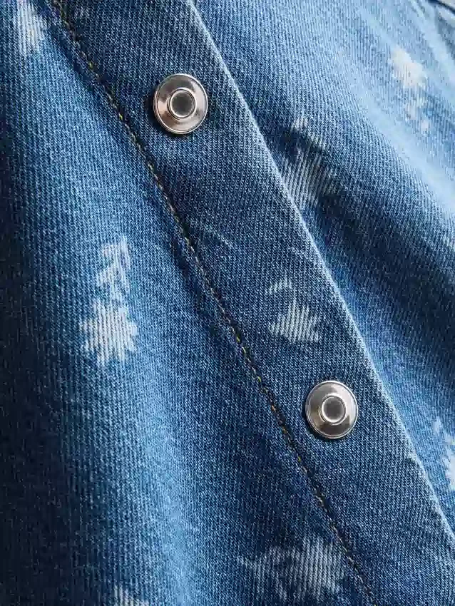 1,5–8 år | blommig, ärmlös denimklänning med krage