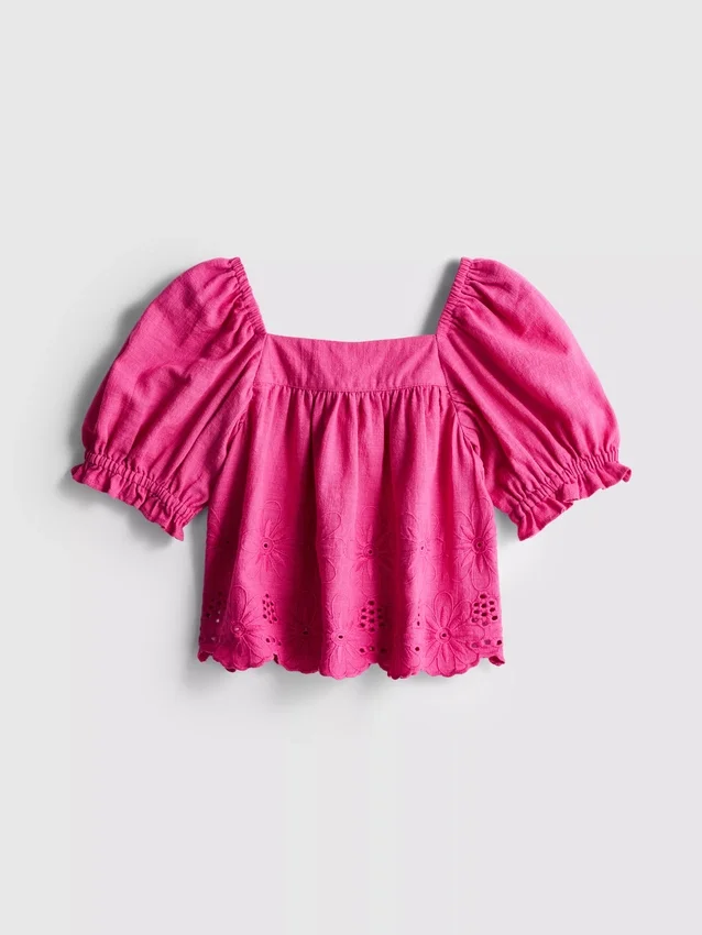 1,5–8 år | blus med blommigt broderi