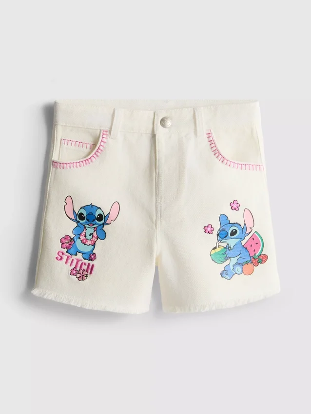 1,5–8 år | Disneys Stitch-denimshorts i kontrastfärger
