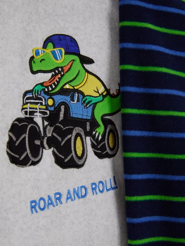 1,5–8 år | pyjamasar i fleece med dinosauriemotiv