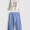 1,5–8 år | Set med broderad peplum-top och byxor