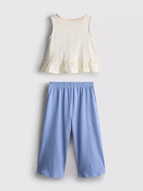 1,5–8 år | Set med broderad peplum-top och byxor