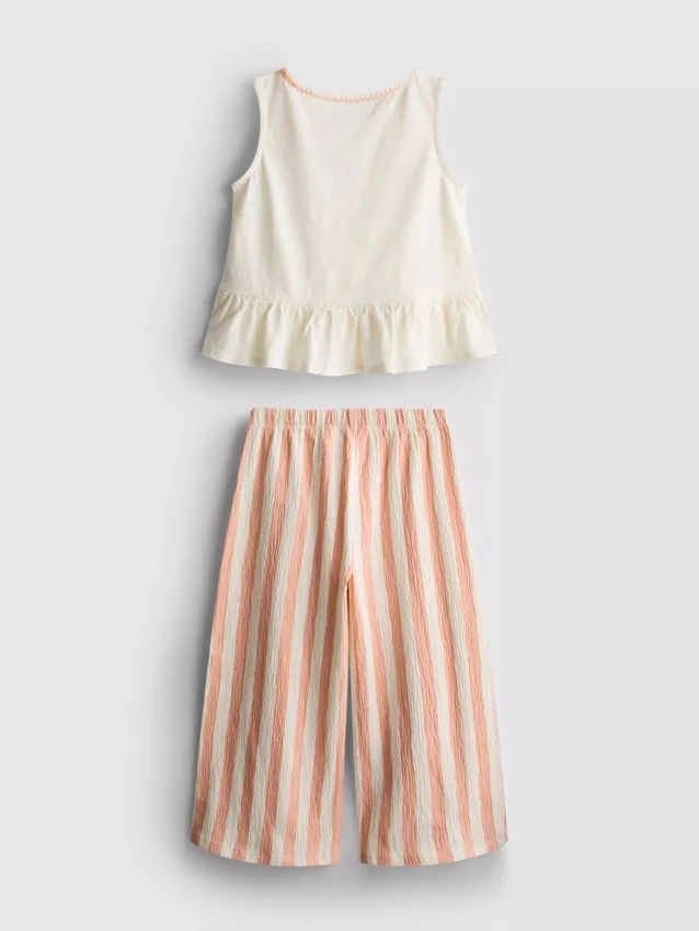 1,5–8 år | Set med broderad peplum-top och byxor
